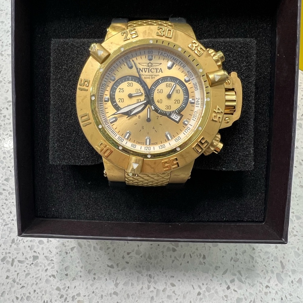 Invicta Gold and Black Chronograph Watch